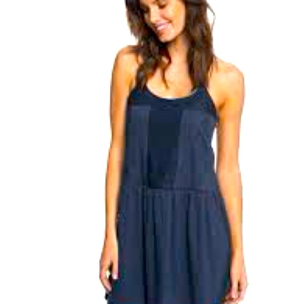 Roxy White Beaches Navy Dress NWT